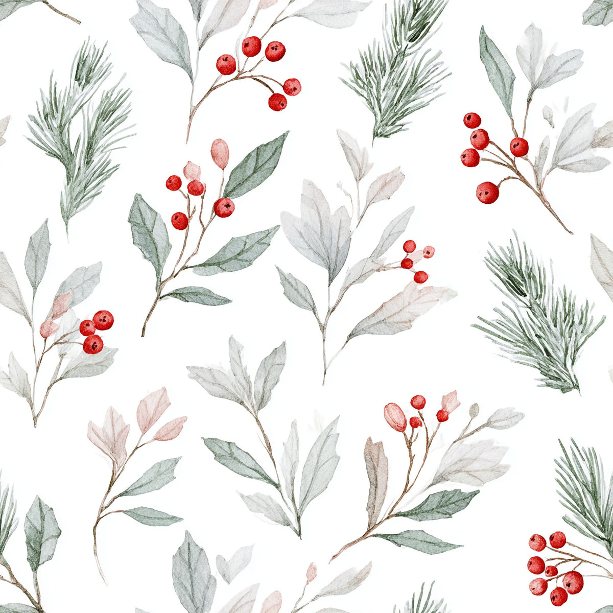 Winterberry Sprigs Pattern 1 Minky Fabric