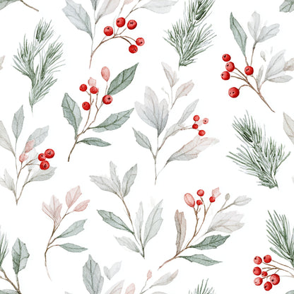 Winterberry Sprigs Pattern 1 Minky Fabric