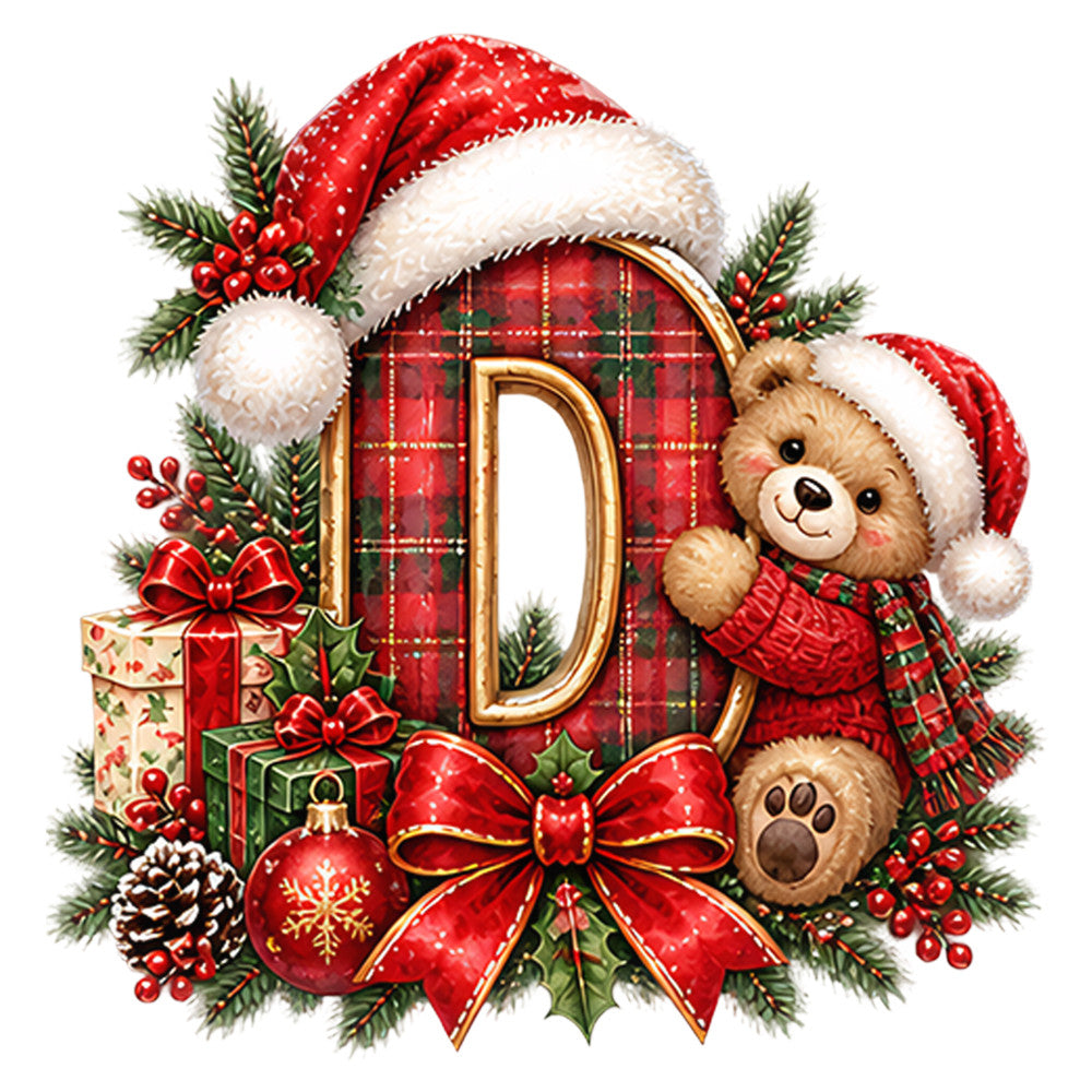 christmas, holiday, teddy bear, plaid, red, forest green, cream, gold, festive, whimsical, traditional, cute, gift boxes, santa hat, evergreen, pine branches, red berries, ornaments, bow, vintage, nostalgic, children's, baby, wall hanging, panel quilt, tartan, rustic, elegant, seasonal, jolly