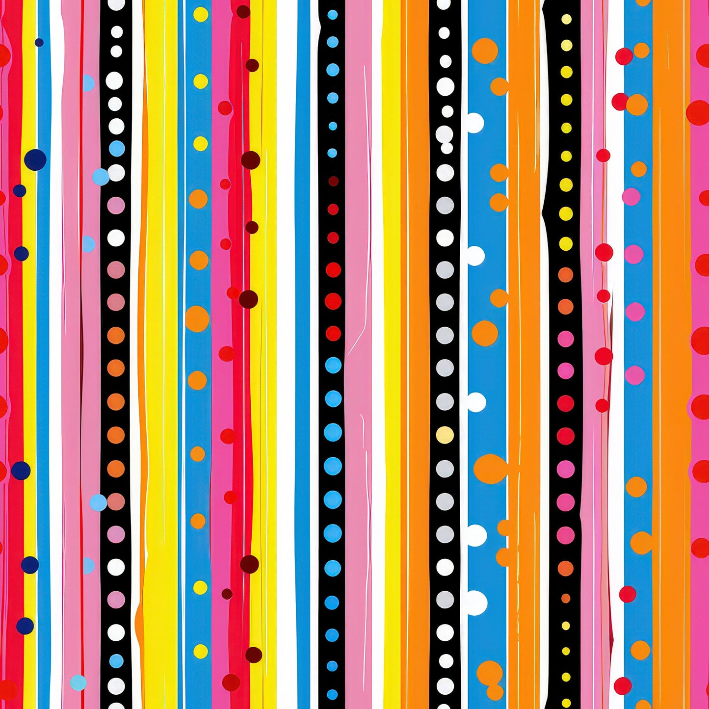 Colorful Stripes and Dots Pattern 2 Quilting Cotton Fabric