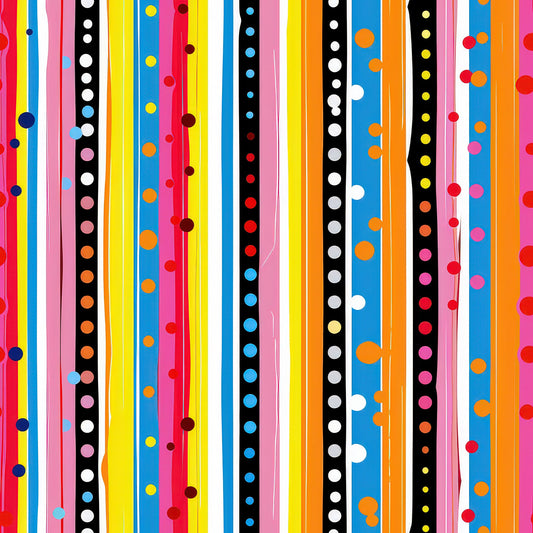 Colorful Stripes and Dots Pattern 2 Quilting Cotton Fabric