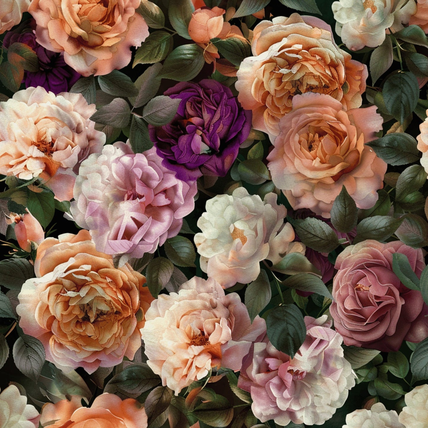 Realistic Flower Patch Pattern 20 Quilting Cotton Fabric