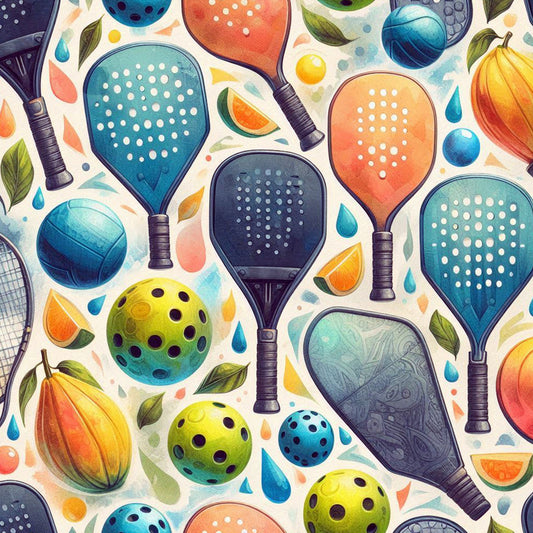 Watercolor Pickleball Pattern 3 Quilting Cotton Fabric