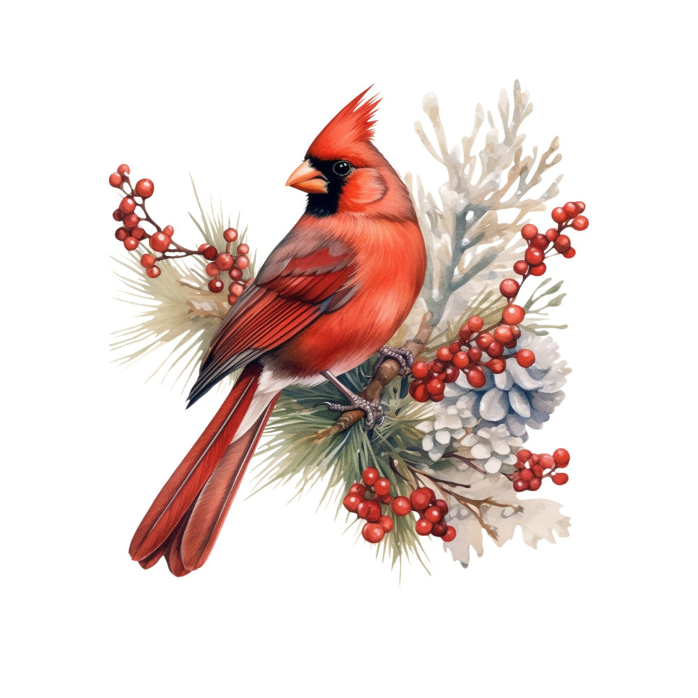 Winter Birds on Branches Fabric Panel 6