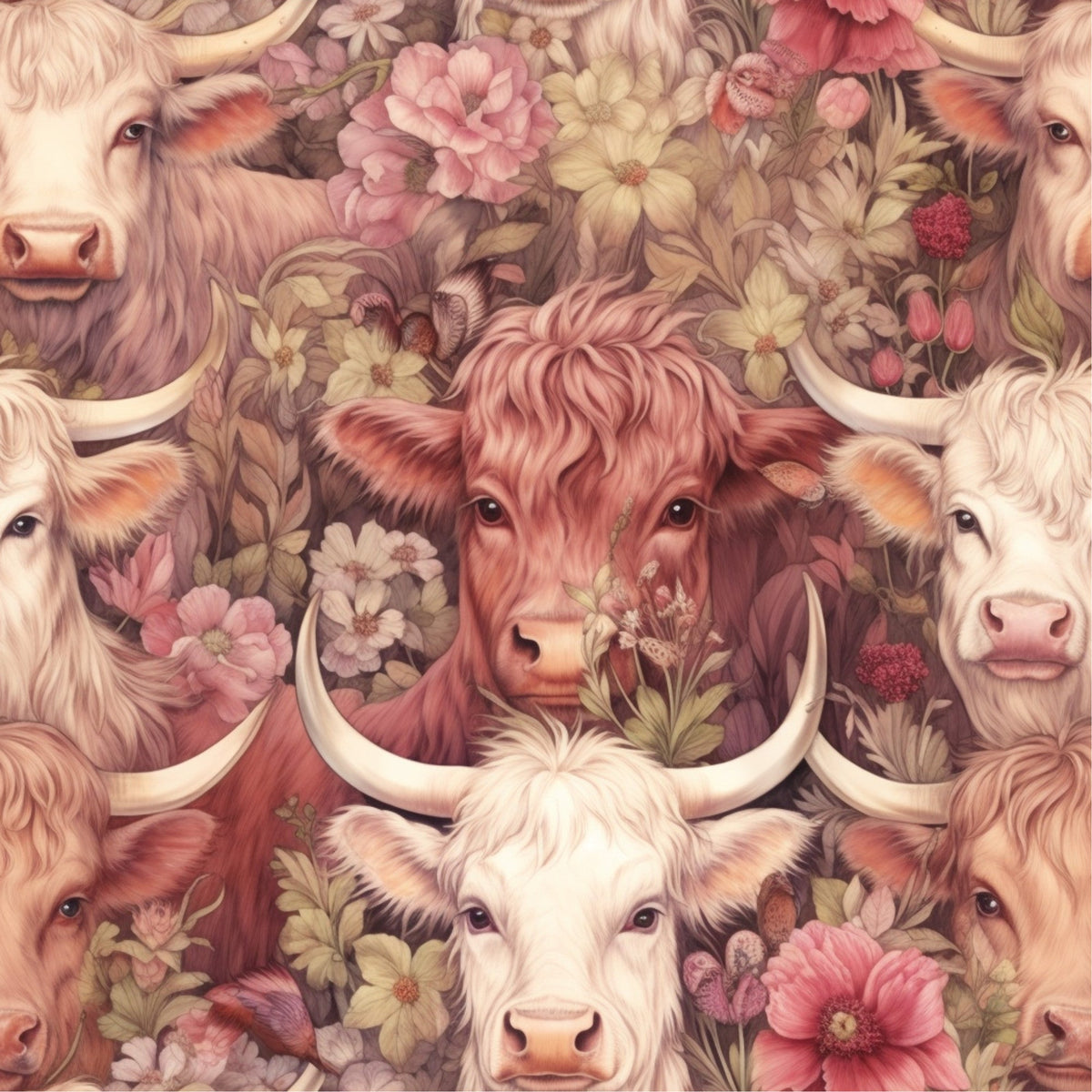 Blooming Bovines Pattern 10 Minky Fabric