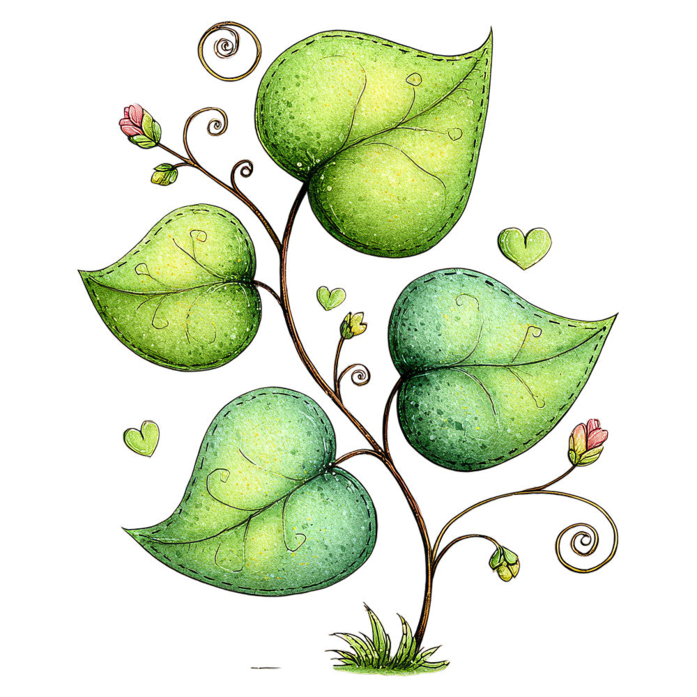 lime green, sage green, moss green, chartreuse, botanical, nature, whimsical, modern, organic, leaves, hearts, vines, spirals, folk art, garden, spring, fantasy, illustrated, decorative, playful, artistic, pea pods, tendrils, seed pods, panel, children's, nurture, growth theme, natural elements