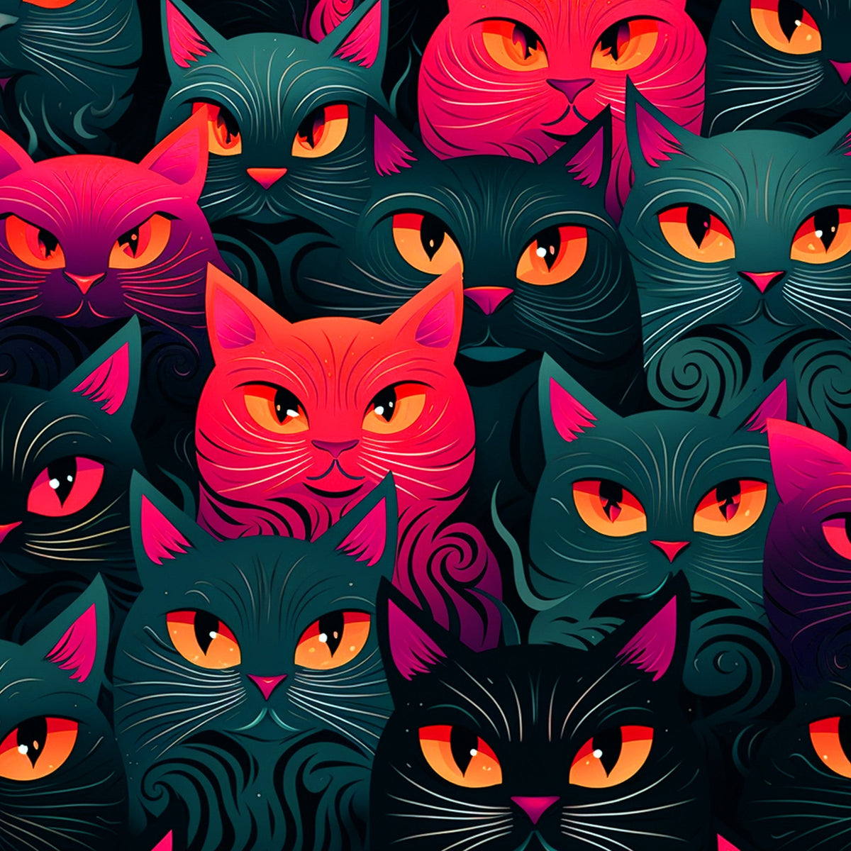 Midnight Whiskers Pattern 3 Minky Fabric