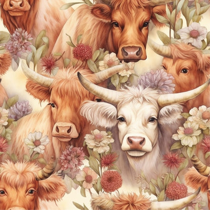 Blooming Bovines Pattern 5 Minky Fabric