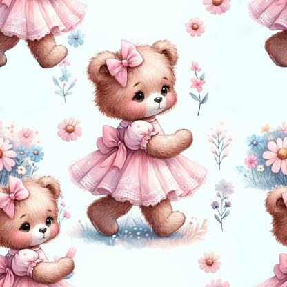 Rosy Balloon Cubs Pattern 3 Minky Fabric