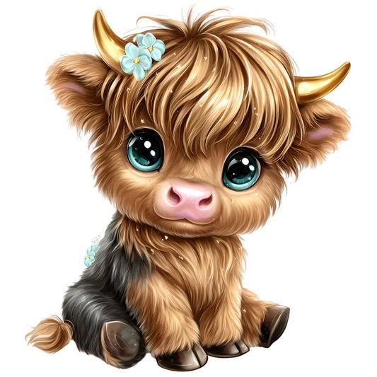 Adorable Highland Cows Fabric Panel 31