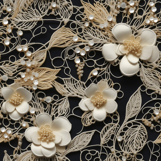 Tatting Lace Pattern 6 Quilting Cotton Fabric