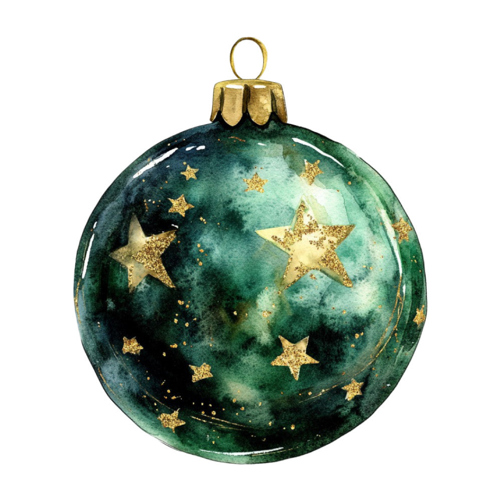 Watercolor Christmas Ornaments Fabric Panel 33