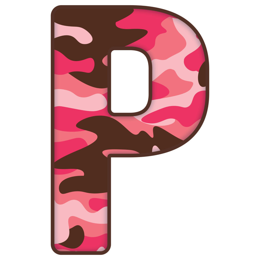 hot pink, coral pink, light pink, deep brown, chocolate brown, camouflage pattern, camo print, animal print, abstract pattern, modern style, bold colors, contemporary design, whimsical style, playful pattern, geometric shapes, organic shapes, mixed media aesthetic, layered design, textured look, letter p, monogram, initial design, typography, fashion forward, trendy style, youth style, vibrant colors, high contrast, statement fabric, bold design