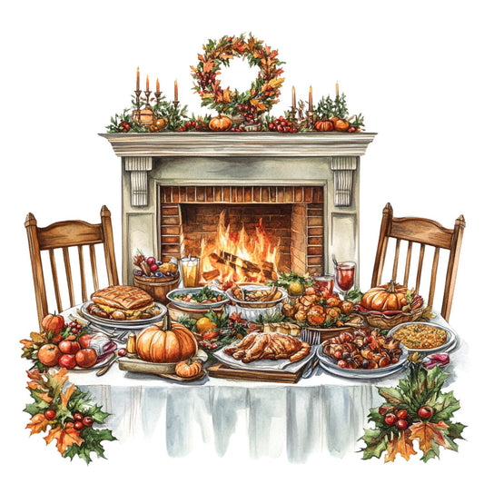 Watercolor Thanksgiving Fabric Panel 37