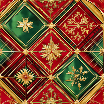 Gilded Tartan Blooms Pattern 18 Minky Fabric