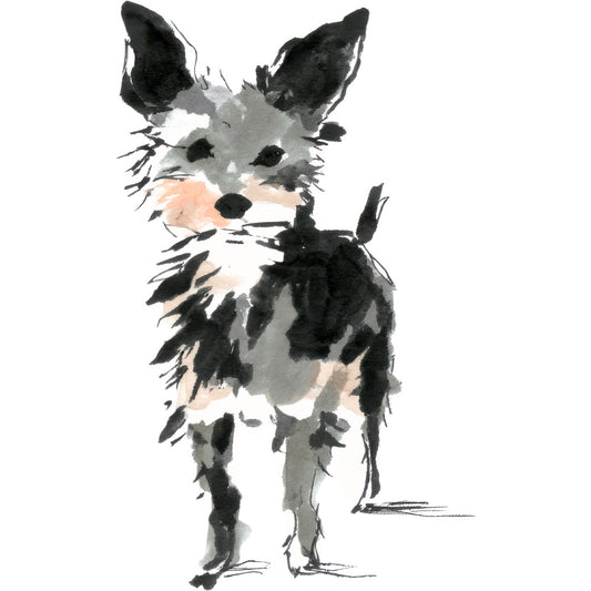 Handdrawn Doodle Dog Fabric Panel 52