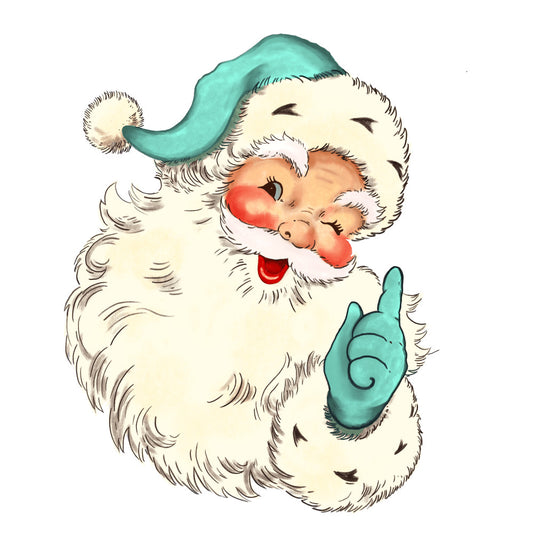 Blue Hat Santas Fabric Panel 1