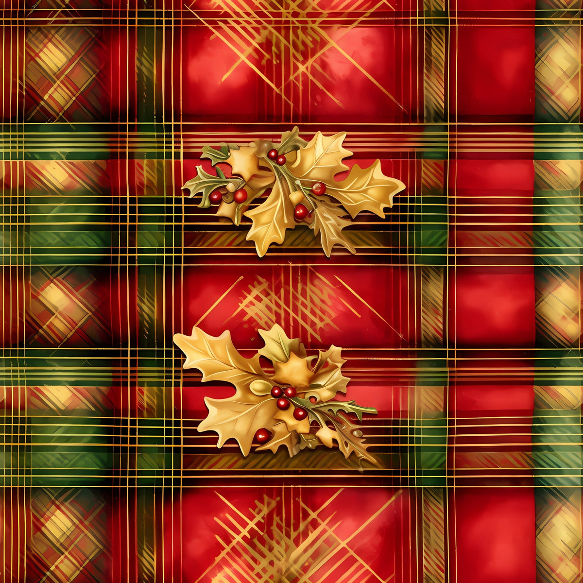 Gilded Tartan Blooms Pattern 14 Minky Fabric