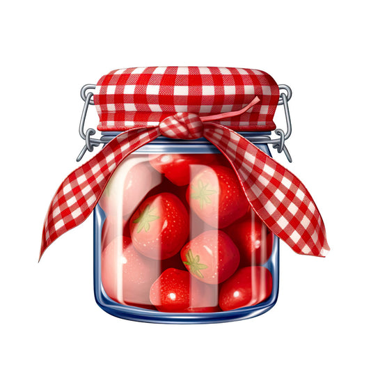Strawberry Jam Jars Fabric Panel 2