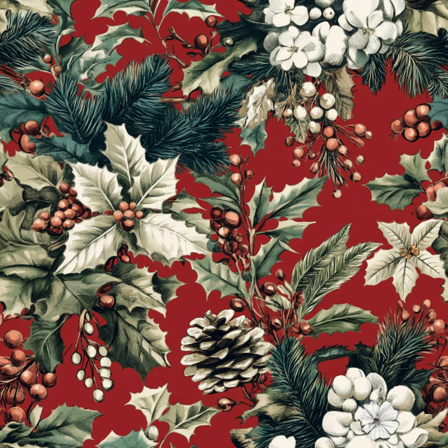 Christmas Pinecones Pattern 6 Quilting Cotton Fabric