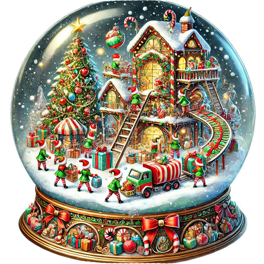 Christmas Snow Globes Fabric Panel 7