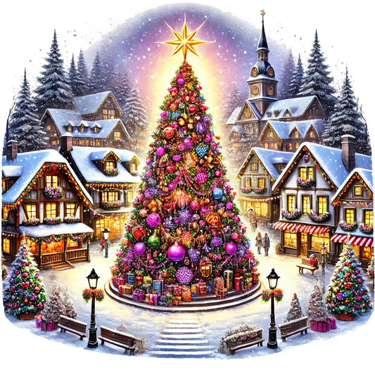 Christmas Villages Fabric Panel 75