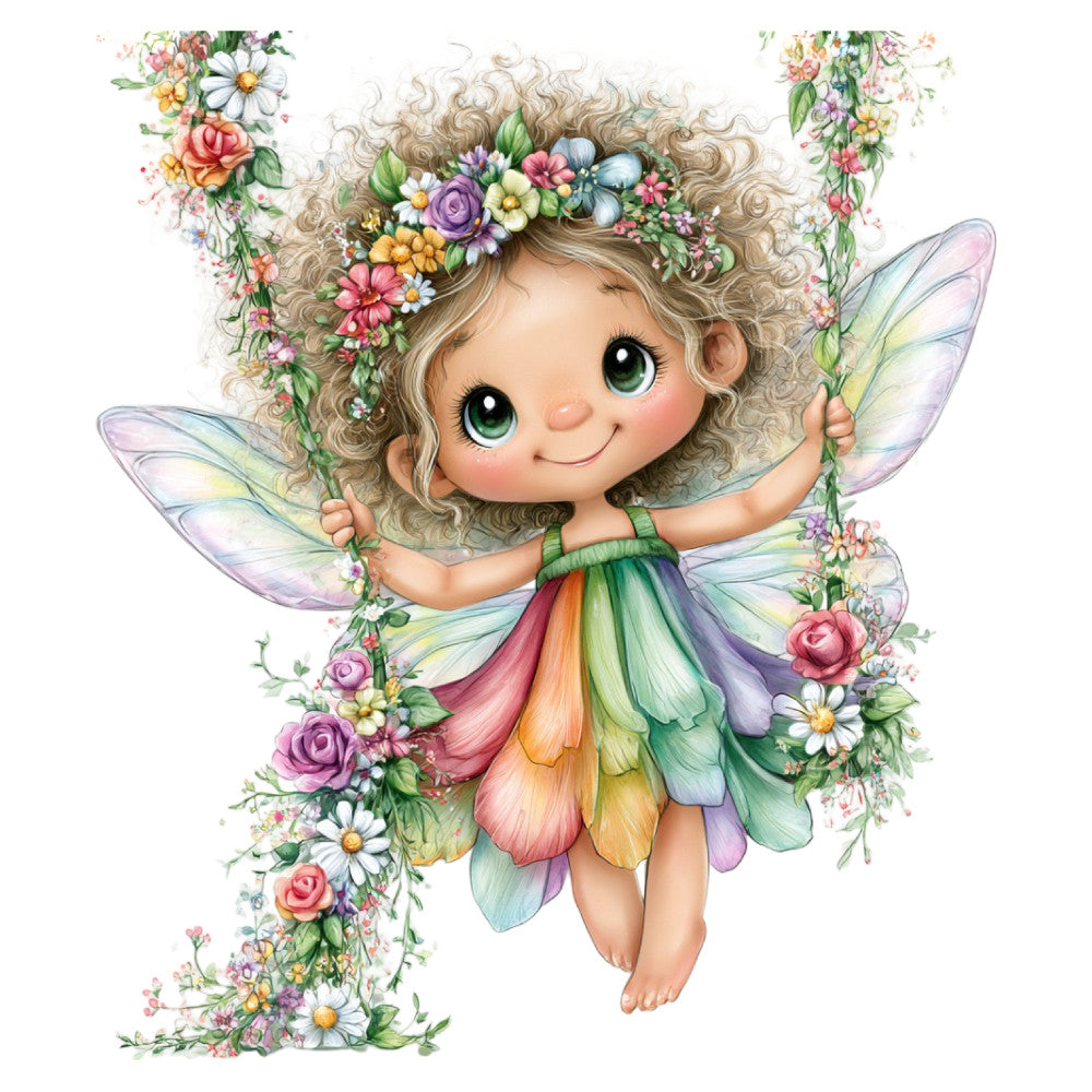 fairy, whimsical, flower girl, pastel pink, soft purple, pale yellow, mint green, lavender, coral pink, cream, floral, nature, garden, flowers, roses, daisies, wings, fantasy, magical, spring, summer, children, kids, cute, enchanted, botanical, flower crown, petal skirt, iridescent wings, dreamy