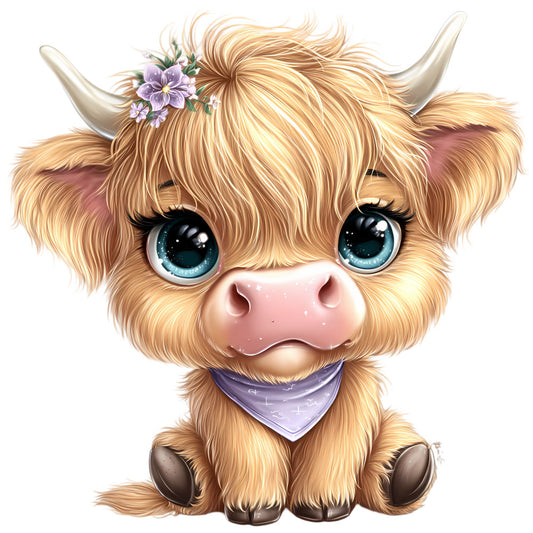 Adorable Highland Cows Fabric Panel 36