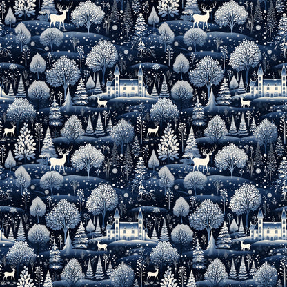 Delft Blue Winter Pattern 8 Quilting Cotton Fabric