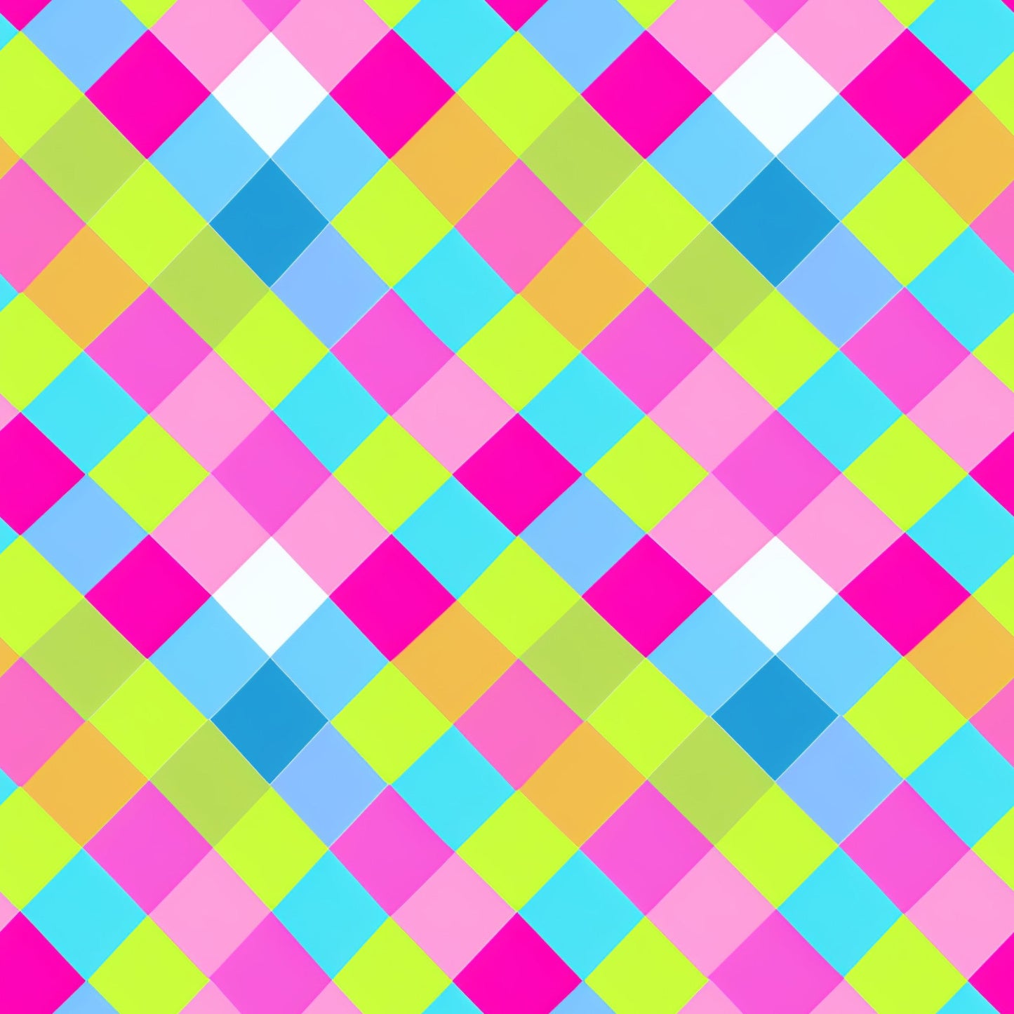 Neon Gingham Pattern 3 Quilting Cotton Fabric