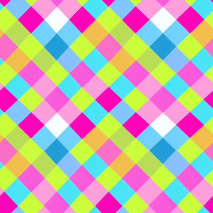 Neon Gingham Pattern 3 Quilting Cotton Fabric