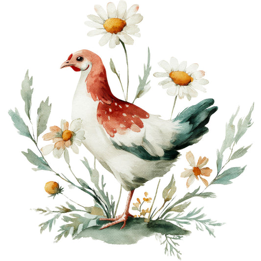 Farmhouse Chicken Decor Fabric Panel 54