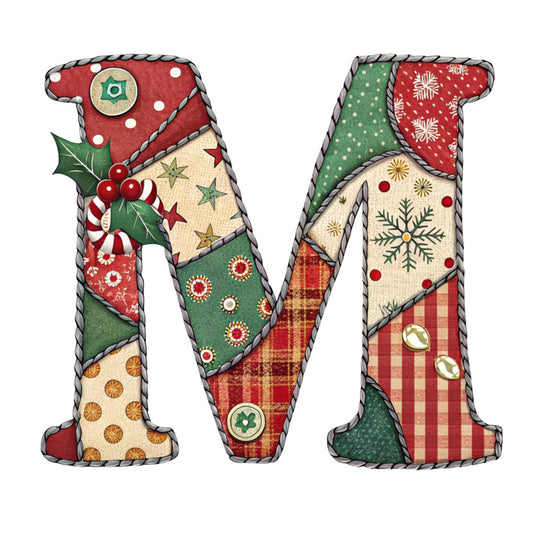 Christmas Patchwork Alphabet Fabric Panel 3