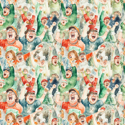 Watercolor Football Pattern 7 Quilting Cotton Fabric