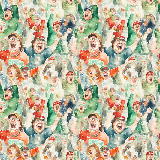 Watercolor Football Pattern 7 Quilting Cotton Fabric