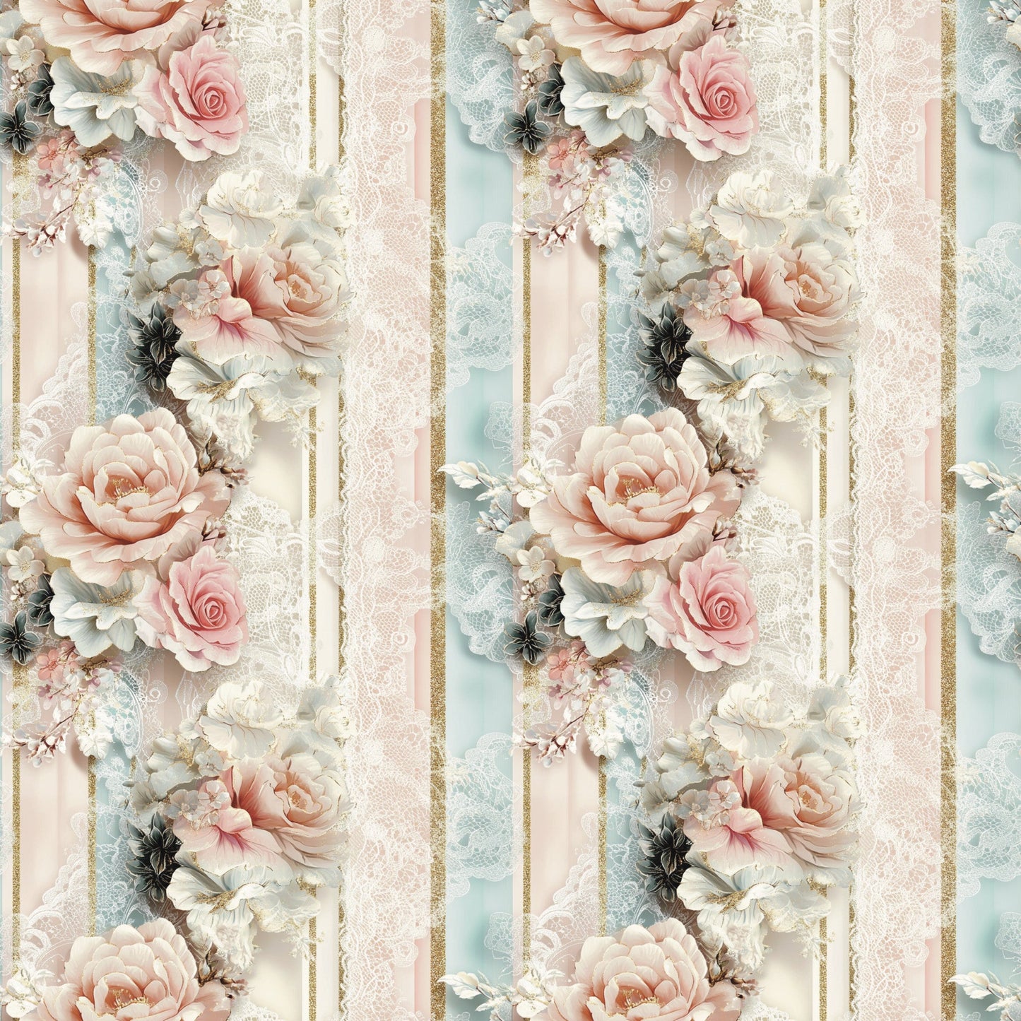 Floral Stripes Pattern 3 Quilting Cotton Fabric