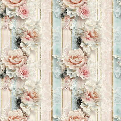 Floral Stripes Pattern 3 Quilting Cotton Fabric