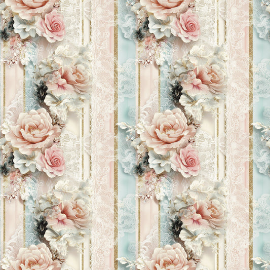 Floral Stripes Pattern 3 Quilting Cotton Fabric