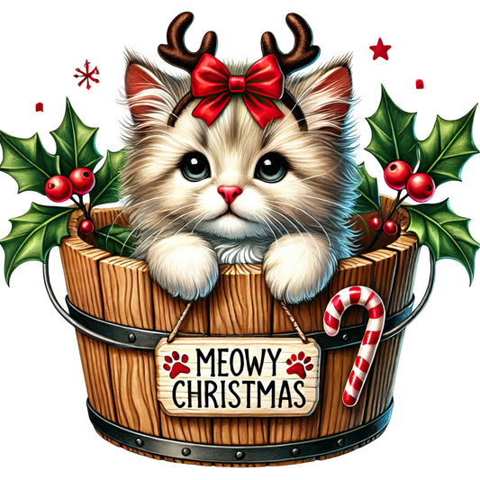 Meowy Christmas Fabric Panel 3