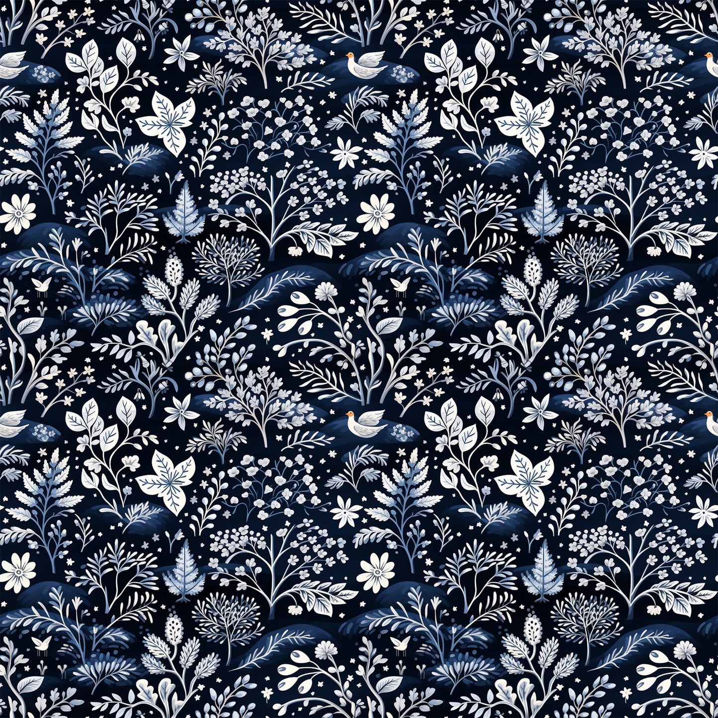 Delft Blue Winter Pattern 10 Quilting Cotton Fabric