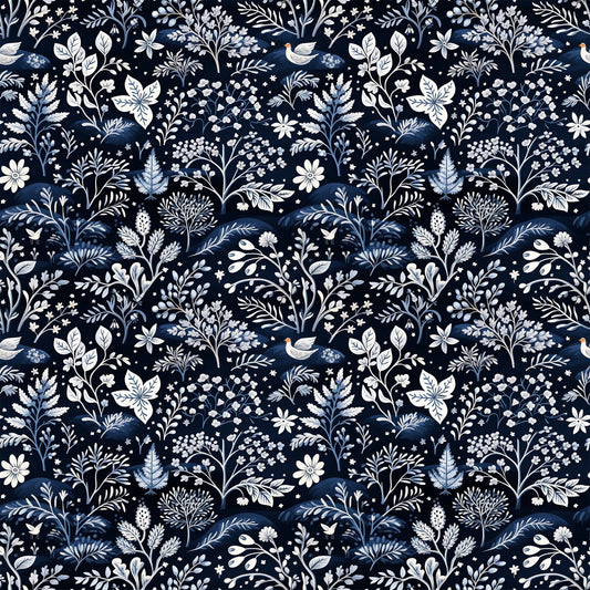 Delft Blue Winter Pattern 10 Quilting Cotton Fabric