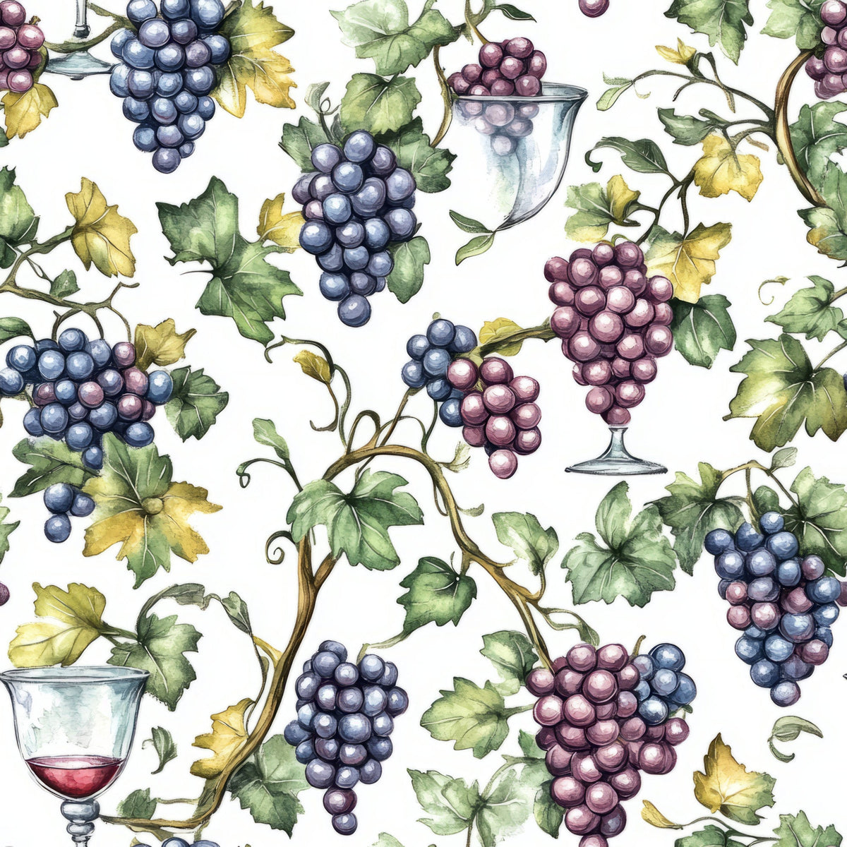 Grapes and Goblets Pattern 21 Minky Fabric