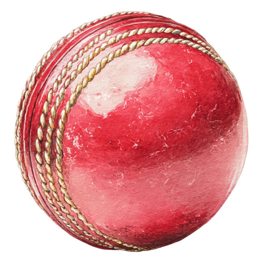 cricket ball, red, crimson red, deep red, bright red, gold trim, gold stitching, rope detail, braided trim, sports, athletic, vintage sports, traditional, classic, ball motif, circular pattern, geometric, three-dimensional, textured, sports theme, vintage aesthetic, traditional style, home decor, decorative panel, collector's item