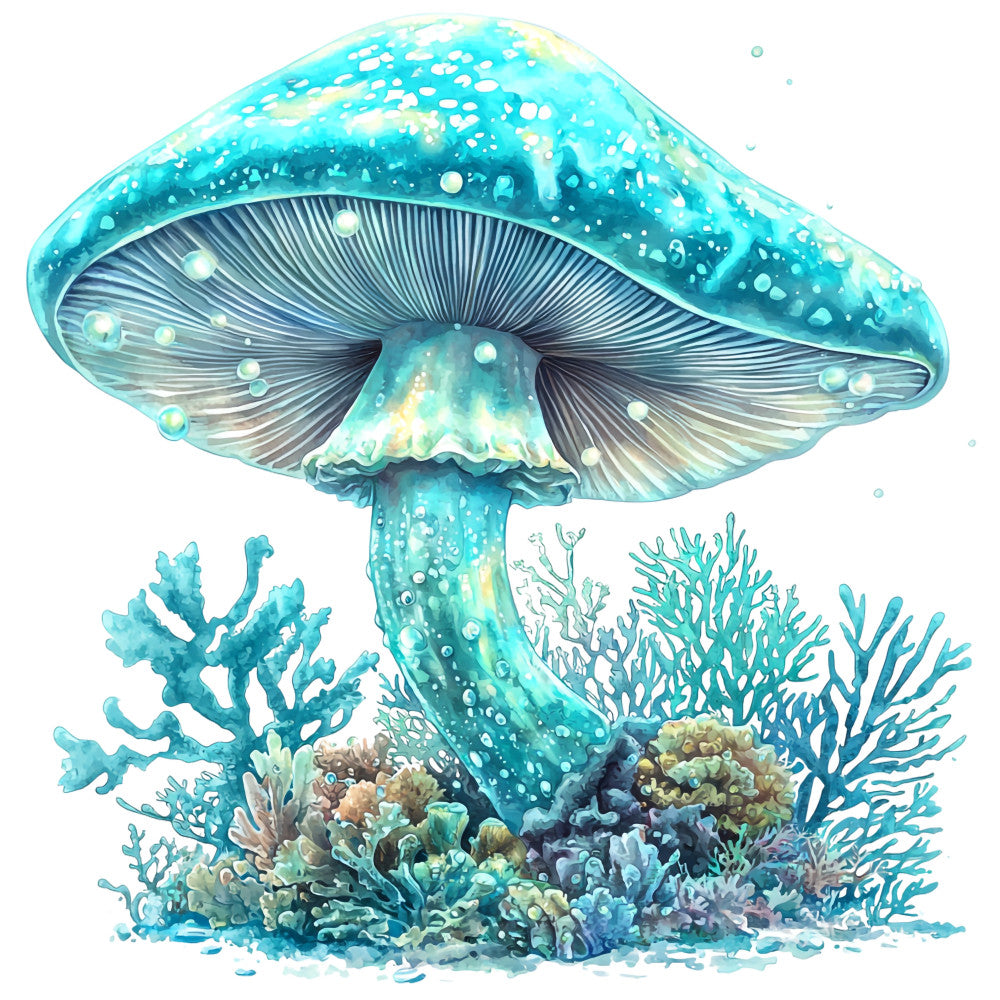 Underwater Mushrooms Fabric Panel 12