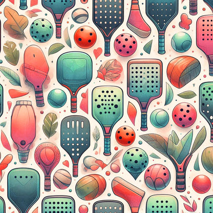 Watercolor Pickleball Pattern 7 Quilting Cotton Fabric