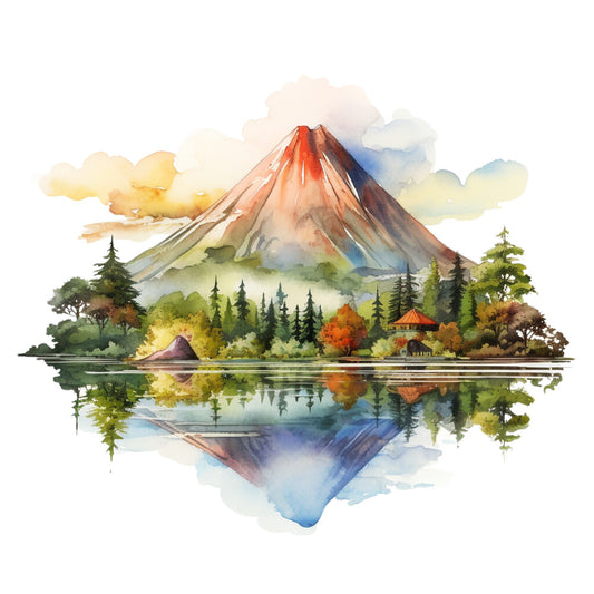 Watercolor Volcano Fabric Panel 24