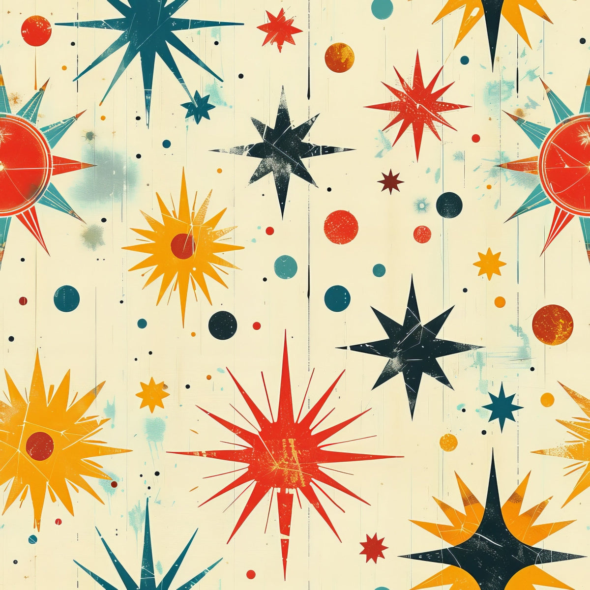 Midcentury Cosmos Pattern 6 Minky Fabric