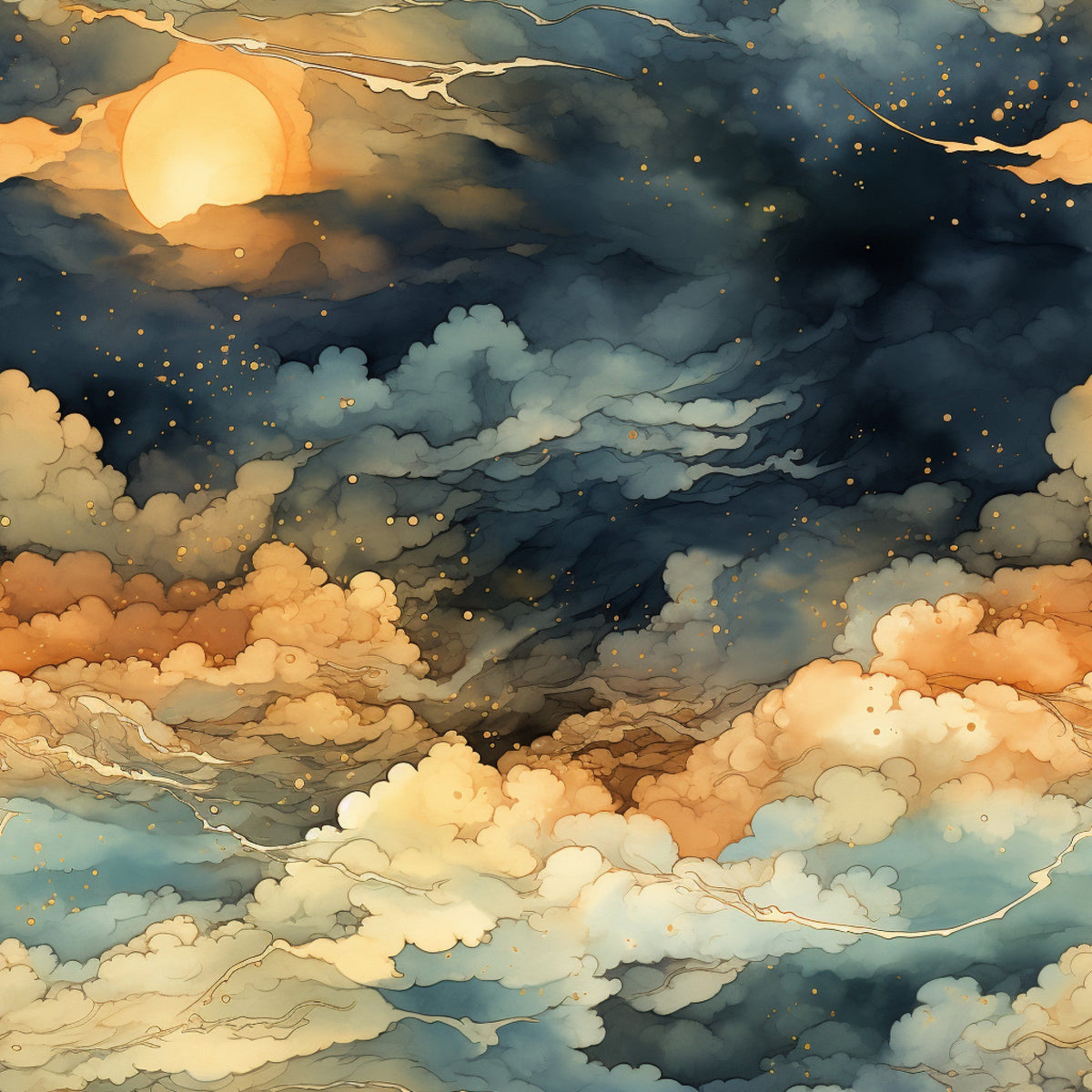 Gilded Clouds Pattern 1 Minky Fabric