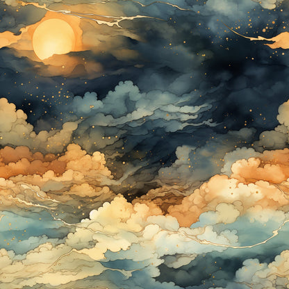 Gilded Clouds Pattern 1 Minky Fabric