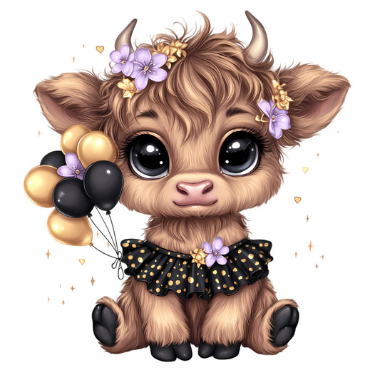 Adorable Highland Cows Fabric Panel 23